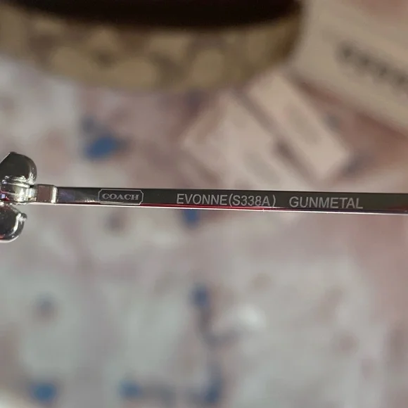 Coach Evonne S338A Gunmetal Sunglasses w/ Butterfly Rhinestones & Clamshell New - Picture 11 of 17